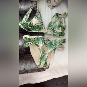 Tropical Leaf Print Bikini Set